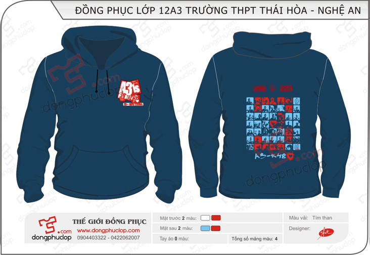 Áo khoác nỉ 12A3 Thái Hòa - Nghệ An - Hình chính
