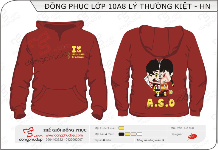 Đồng phục áo khoác nỉ 10A8 Lý Thường Kiệt - Hình chính