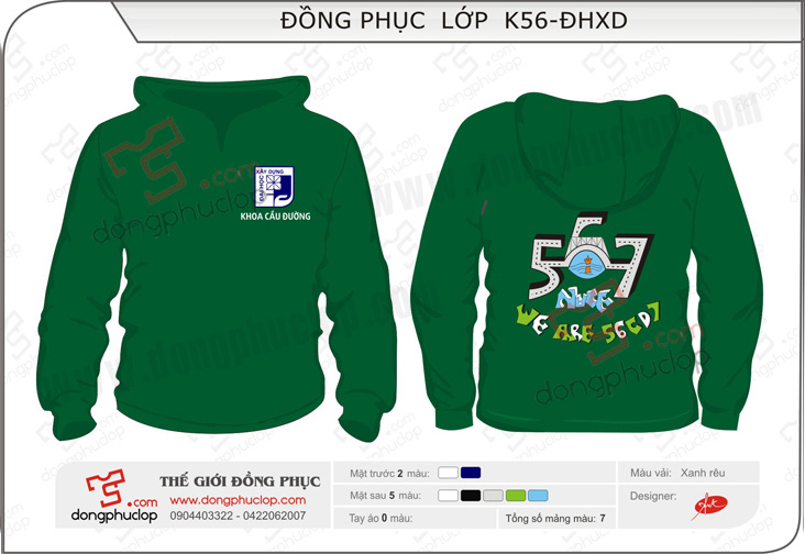 Đồng phục áo khoác nỉ K56 ĐH Xây Dựng - Hình chính
