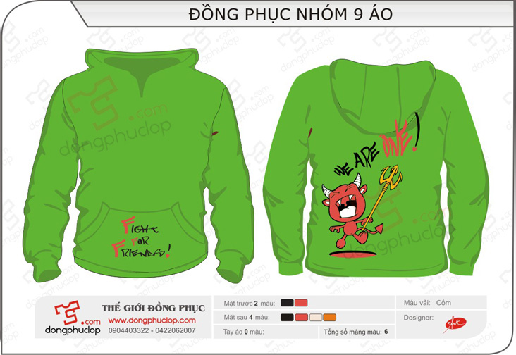 Đồng phục áo khoác nỉ nhóm 9 áo - Hình chính