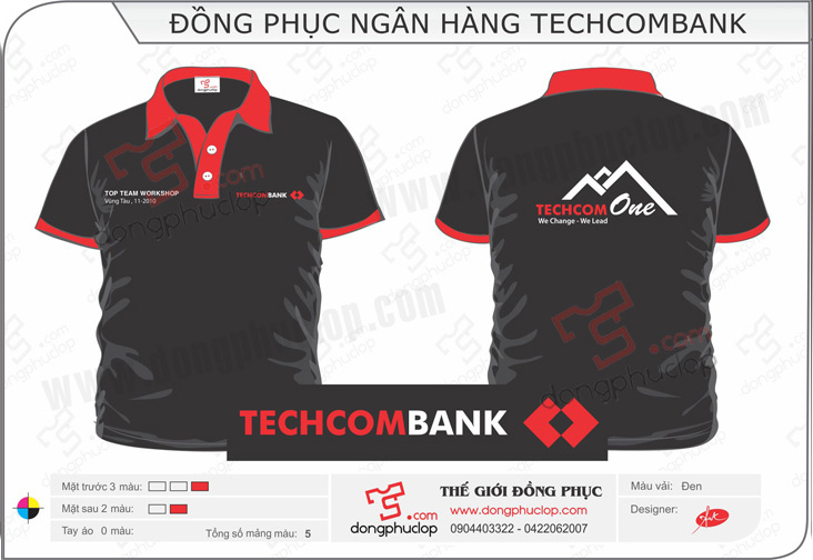 Đồng phục cổ bẻ ngân hàng Techcombank - Hình chính