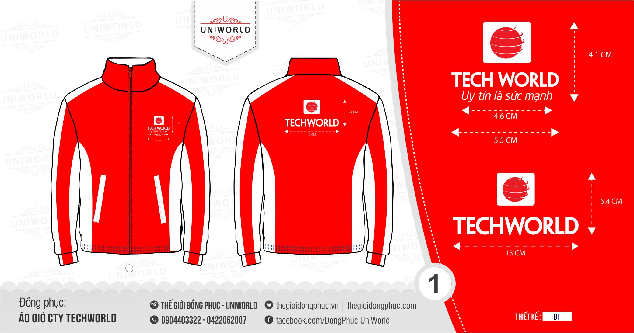 Mẫu áo khoác gió công ty TechWorld - Hình chính