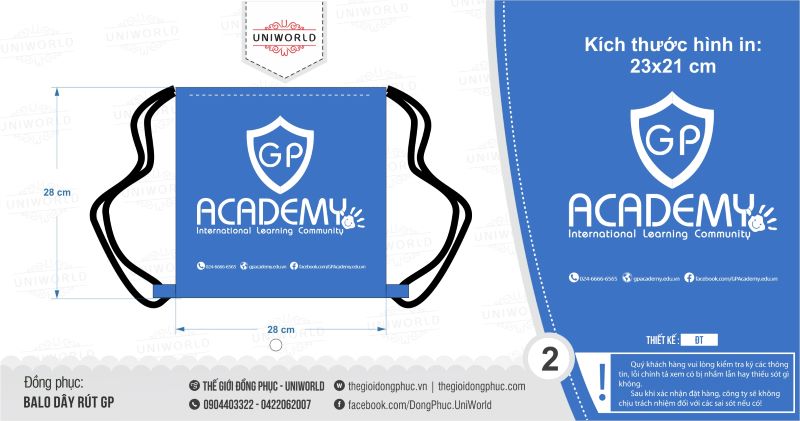 Balo dây rút GP Academy 2022 - Hình chính