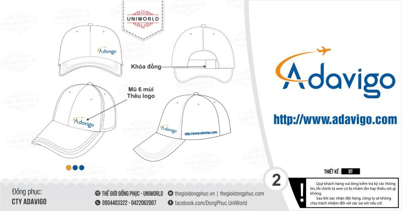 Mũ đồng phục công ty Adavigo - Hình chính