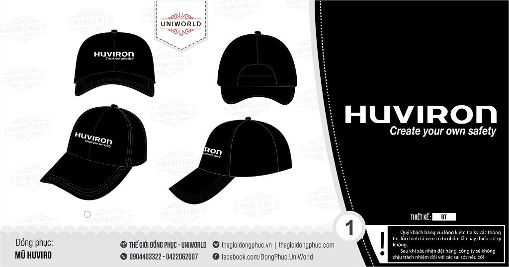 Mũ lưỡi trai công ty Huviron - Hình chính