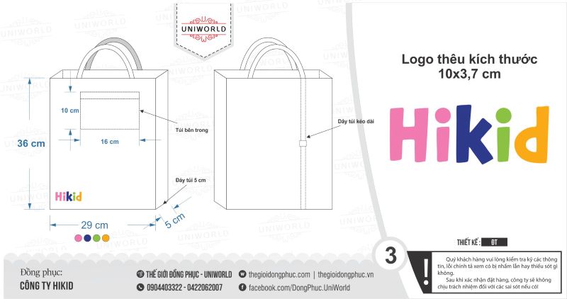 Mẫu túi xách công ty Hikid - Hình chính